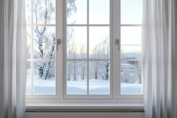 Scandinavian Simplicity: Bright White Window Frames with Functional, Clean Design