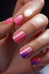 hand model with nails with colorful vivid colors manicure
