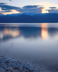 Sunset on the lake Manly in Death Valley California