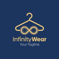 Illustration Vector Graphic Logo of infinity Wear. Merging Concepts of a Hanger Fashion and Infinite Shape. Good for Fashion Industry, Business Laundry, Boutique, Garment, Tailor and etc