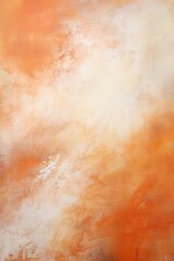 Orange and white painting with abstract wave patterns