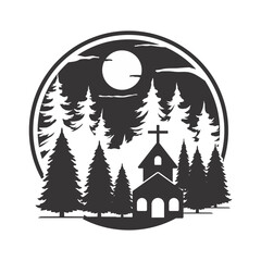 Fototapeta premium landscape with trees and house