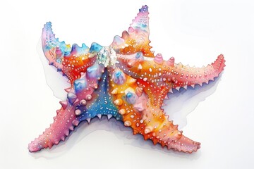 A watercolor painting of a starfish on a white surface, watercolor illustration - obrazy, fototapety, plakaty