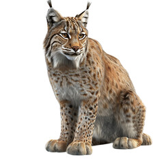 3D rendering of a wild lynx animal isolated on white background. With clipping path