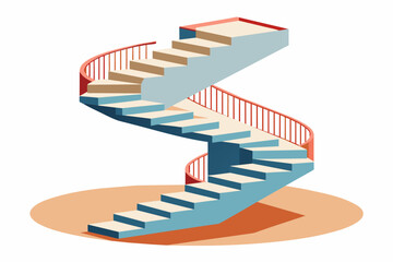 Obraz premium spiral stairs that change design and shape going up or down with a white background