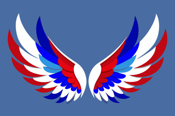 Obraz premium eagle wings with blue, white and red color vector illustration 