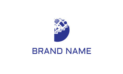 Business corporate letter D logo design vector. Colorful digital letter icon template for technology. Pixel logotype