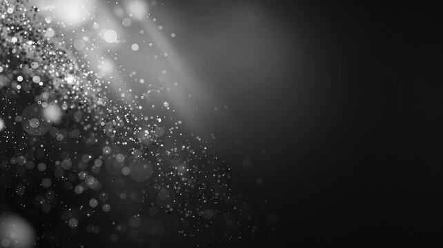 Abstract black and white bokeh lights effect - An artistic abstract background of light blurs and bokeh effects in grayscale, resembling a fantasy dust cloud