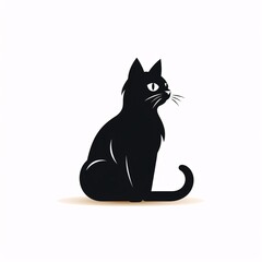a black cat with white background