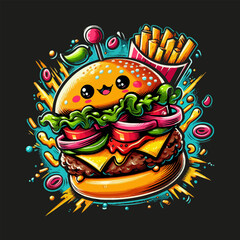 cartoon burger vector illustration 