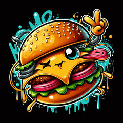 cartoon burger vector illustration 