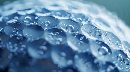 A close up of a golf ball with water drops, macro shot of a wet golf ball, AI generated