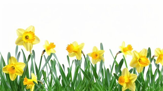 Beautiful daffodil flowers easter springtime white background. AI generated image