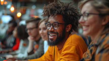 Obraz premium Smiling man in the city, portrait of a handsome businessman enjoying urban lifestyle