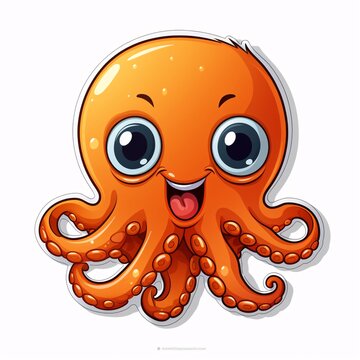 an orange cartoon octopus with a white background
