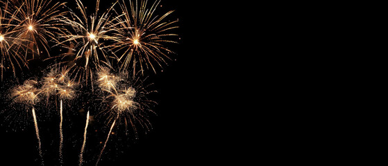 Firework Spectacle, A sky ablaze with festive fireworks, each burst a chandelier of sparks, a celebration of light, color, and explosive jubilation.
