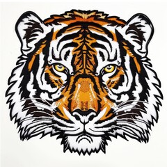 Fototapeta premium A drawing of a tiger's face on a white background