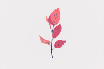 Illustration of Red Leaves on White Background