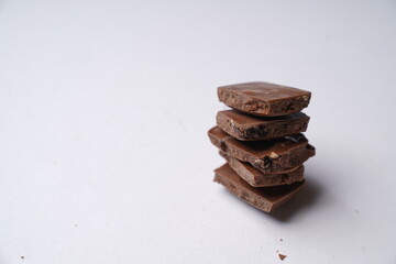 pieces of chocolate on a white background