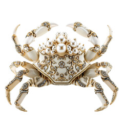 Elegant Gold and White Crab Brooch With Pearls