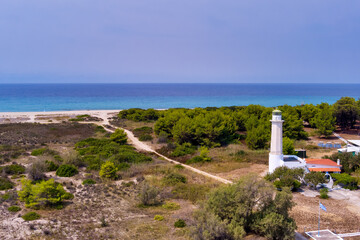 Fototapeta na wymiar Lighthouse in Poseidi, Kassandra, Halkidiki. Greece.