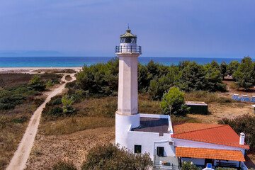 Lighthouse in Poseidi, Kassandra, Halkidiki. Greece.