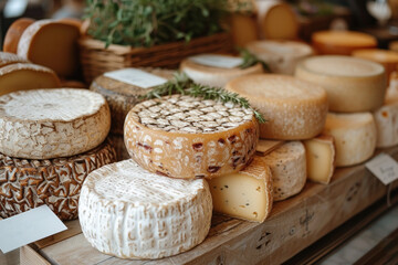 Artisanal cheese shop, highlighting the artisan craftsmanship and centuries-old cheese-making traditions of France