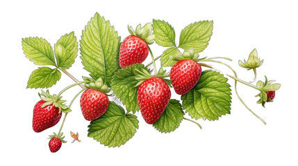 Create A High quality fresh strawberry leaves. Fresh strawberries and leaves