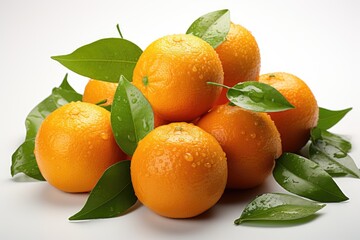 Isolated tangerines. Half of peeled tangerine and whole tangerine or orange fruit , generative IA