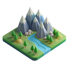 3d mountain with big river