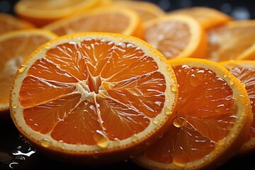 Superior view of the concept of orange slices, generative IA