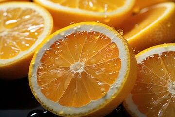 Upper view on slices of fresh oranges inside a white dish in the white background , generative IA