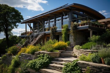 House self -sufficient, integrating solar and wind., generative IA