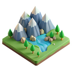 3d mountain with big river