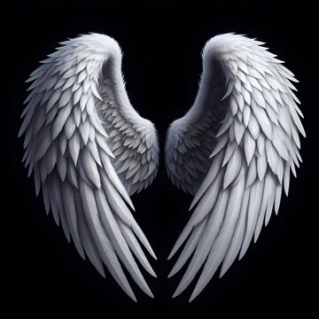 Realistic angel wings isolated on black background
