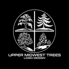 Upper Midwest Trees Vector Logo Design