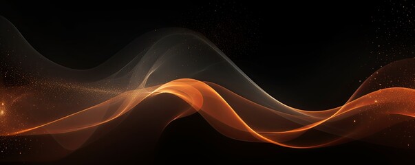 Orange wave on a black background, in the style of futuristic spacescapes