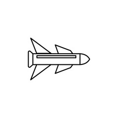 Rocket ship icon outline. Flat line icon. Rocket vector illustration