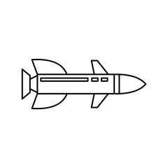 Rocket ship icon outline. Flat line icon. Rocket vector illustration