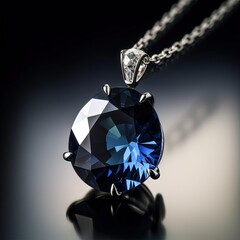 sapphire pendant on black background