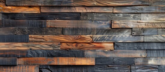 A detailed view of a wooden wall showing numerous individual planks tightly fitted together