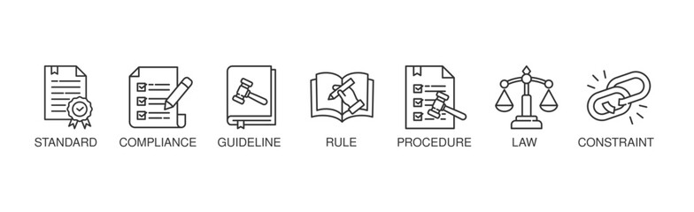 Regulation banner web icon vector illustration concept with icon of standard, compliance, guideline, rule, procedure, law and constraint