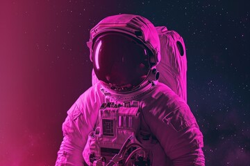 Flamboyant Astronaut in pink space uniform. Cosmonaut in rosy uniform going on interstellar adventure. Generate ai