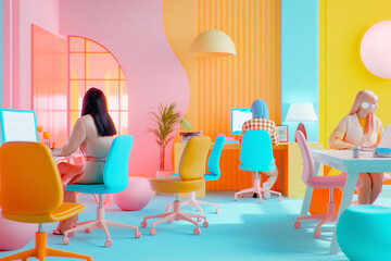 Contemporary Office Life in Pastel Hues