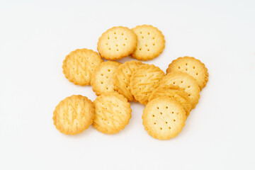 Cream cookies on white background
