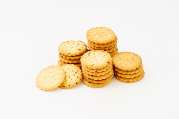 Fototapeta na wymiar Cream cookies on white background 