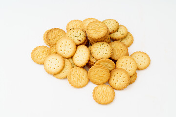 Cream cookies on white background
