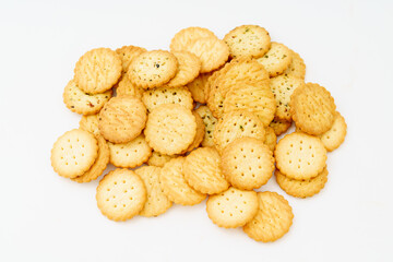 Cream cookies on white background
