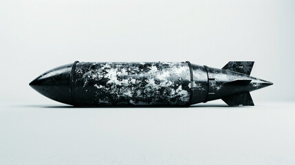 Nuclear Force: Illustration of an Atomic Bomb in Portrait Style on a White Background.