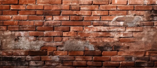 Fototapeta premium Capture of a brick structure displaying multiple cracks and layers of chipped paint on its surface